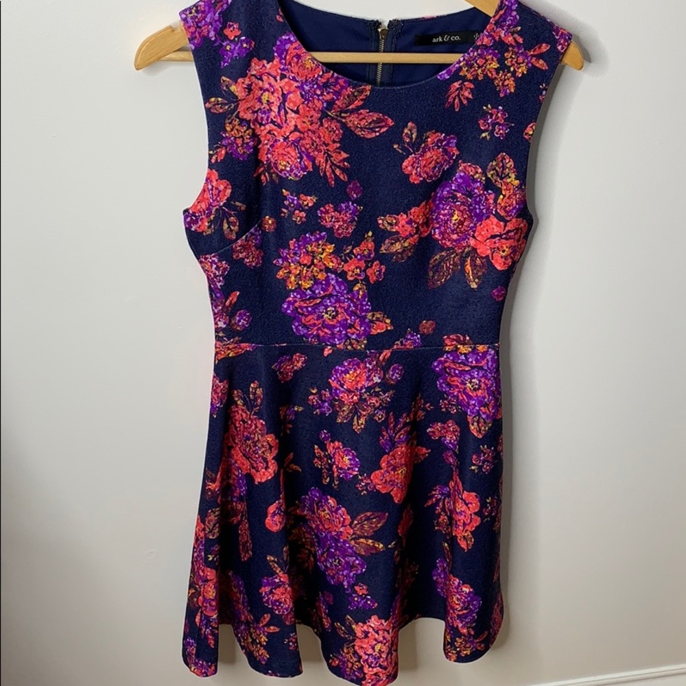 Ark & Co. coral print dress mini length size small